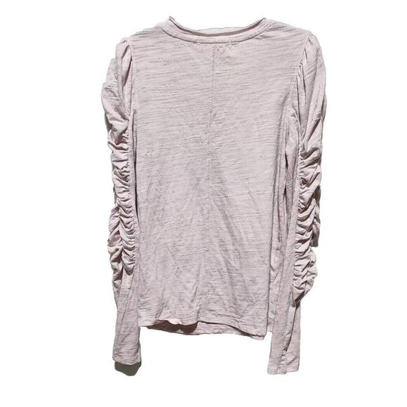 We The Free People Light Pink Shirred Ruched Natasha Long Sleeve Shirt - Picture 2 of 8